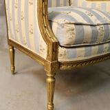 Louis xvi style winged bergère in golden wood
