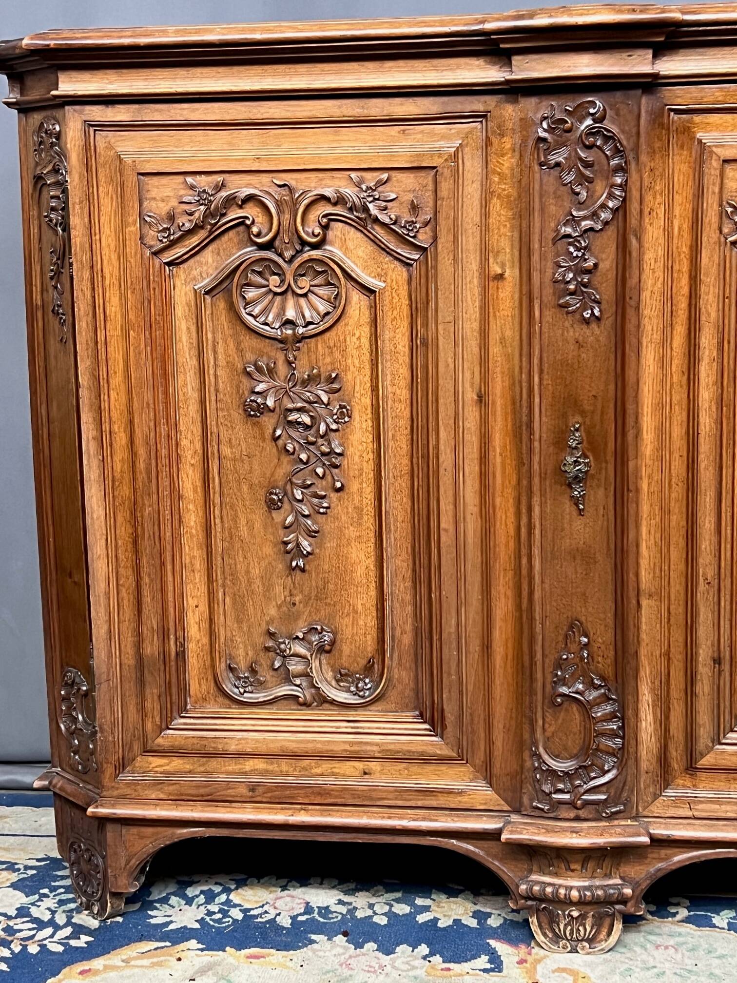 Louis XV style carved walnut chest of drawers