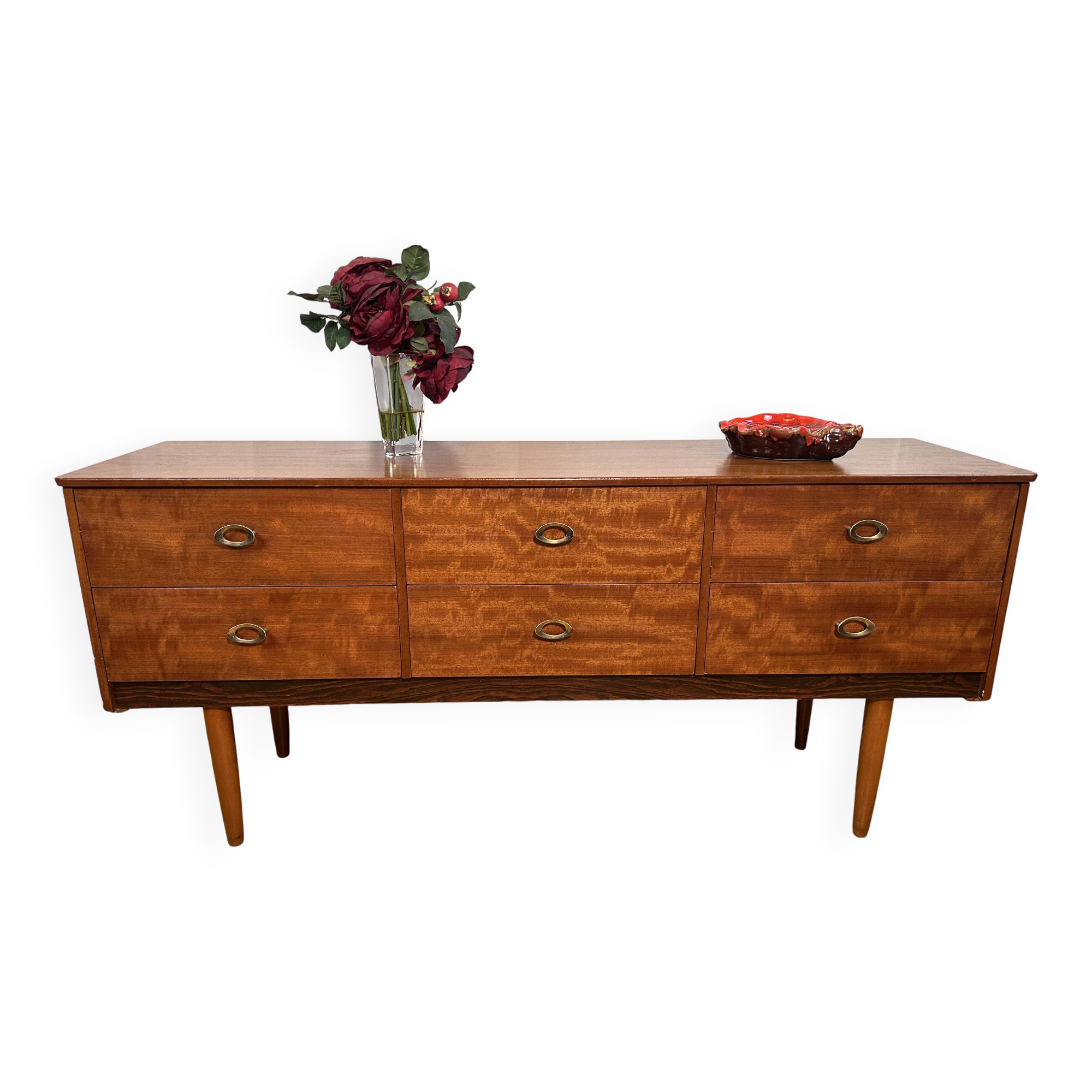 Mid century retro vintage teak small sideboard by Schreiber 1960