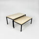 Set of 2 mid century travertine and steel coffee tables, 1960s