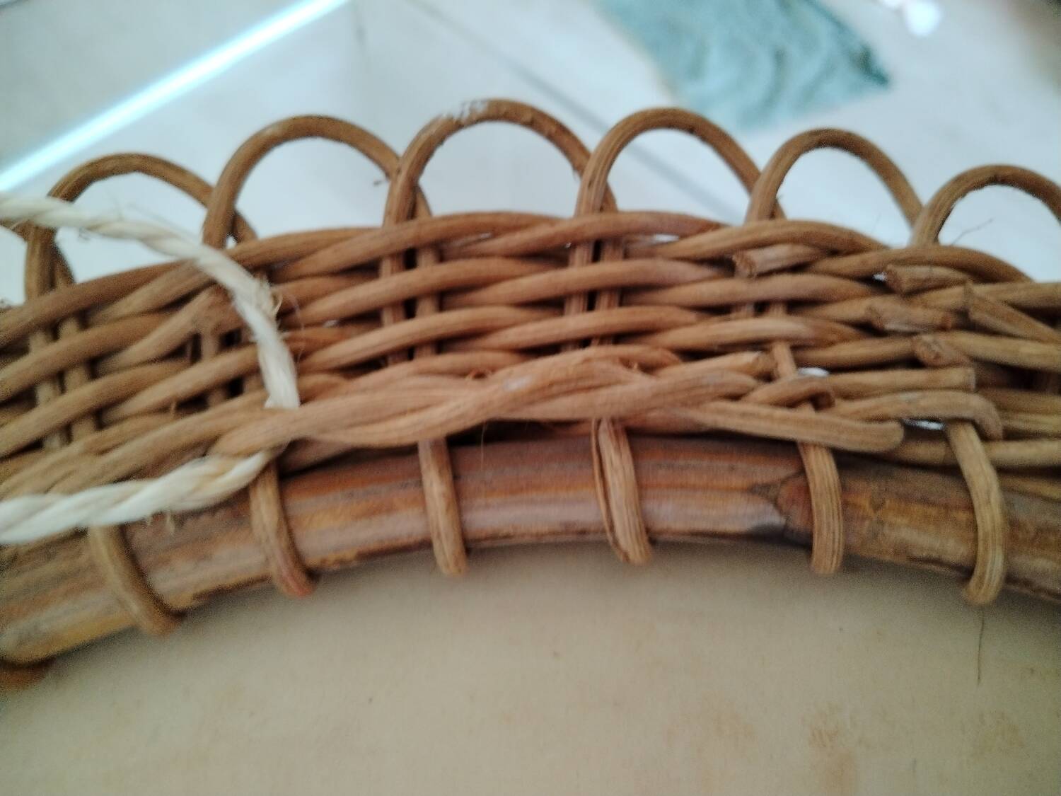 Pretty Soleil rattan mirror, 1950s