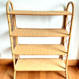 Rattan shelf on feet, vintage work 1960