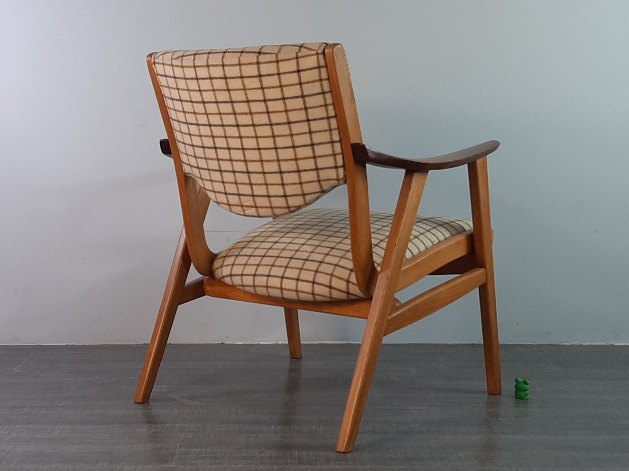 Danish Oak and Wool Chair, Mid-Century Scandinavian 1950s