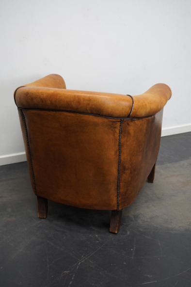 Club armchair in leather color cognac Netherlands