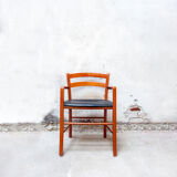 Beech and leather armchairs Model Marocca by Vico Magistretti for De Padova Italia Year 1987