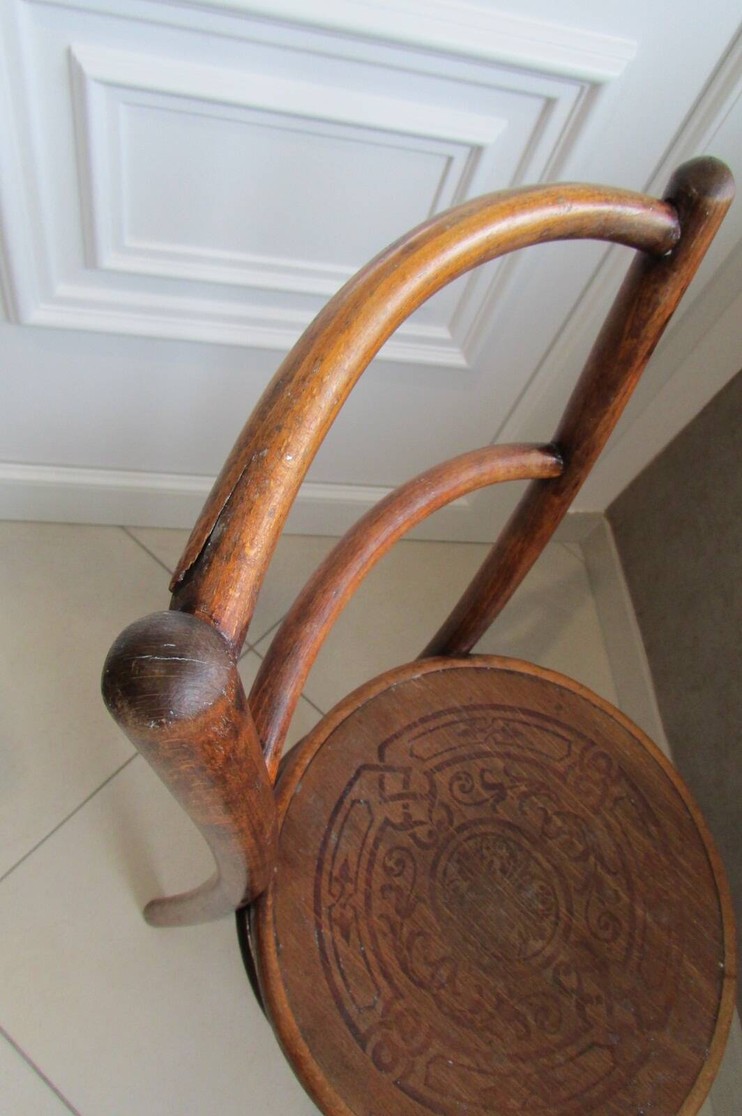 Bistro chair decorated seat by Jacob & Josef Kohn