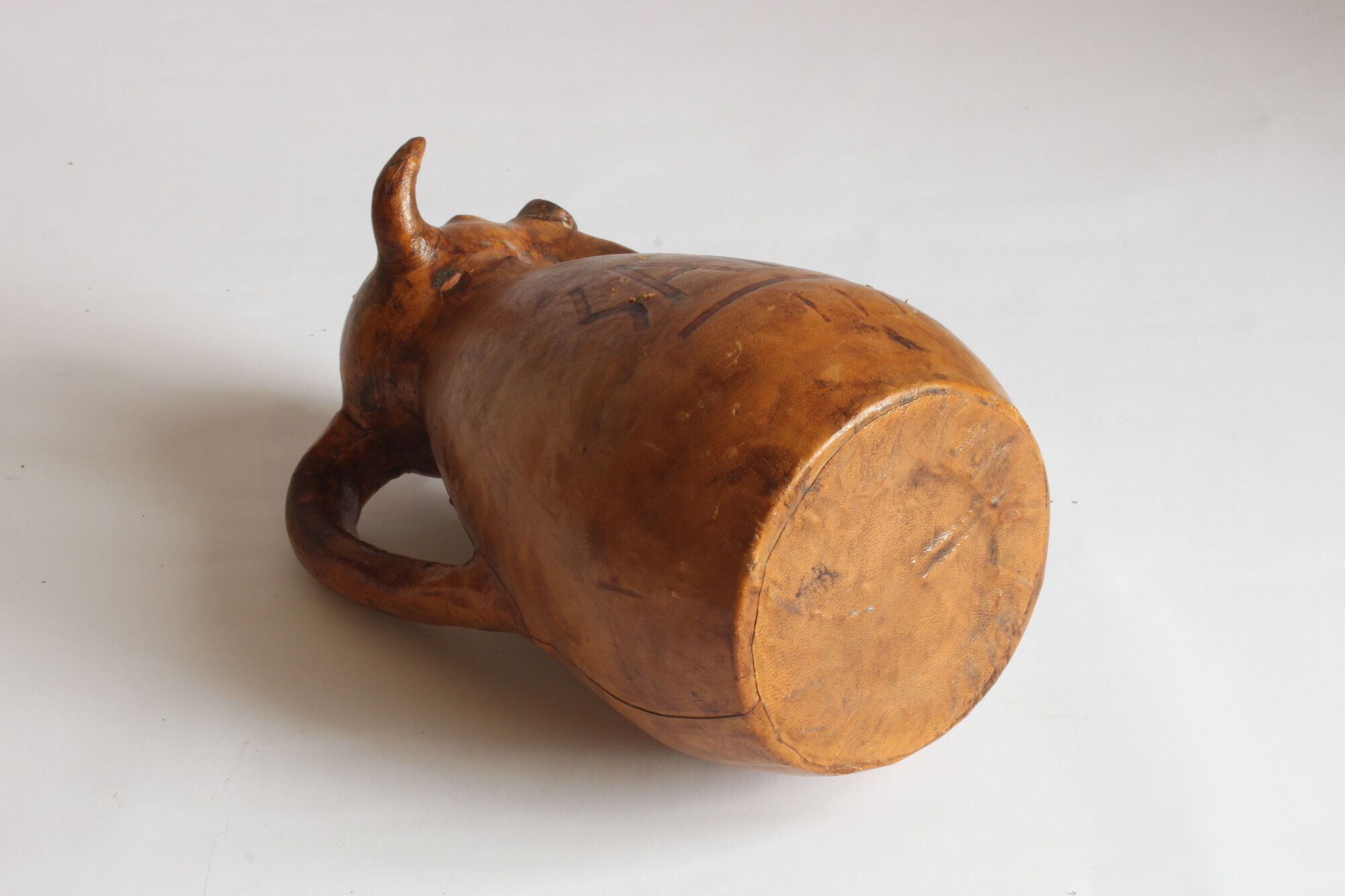 Spanish bull leather sangria pitcher by Artesania Raymon, 1950s.