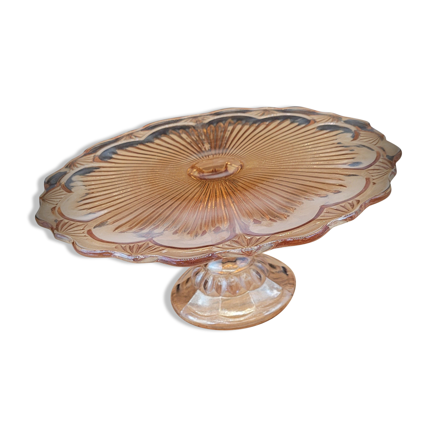 Pink molded glass pie dish