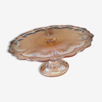 Plat tarte verre moulé rose