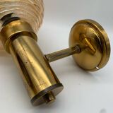 Set of 3 globe wall lights in glass and gold metal
