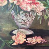 Table oil bouquet of peonies