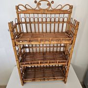 Belle étagère murale Peacock, en rotin,  années 60's 1960