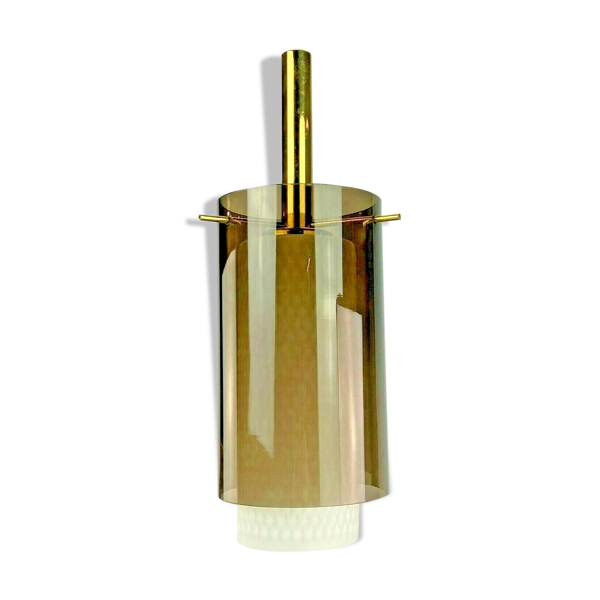 Plafonnier laiton verre espace âge design 60s