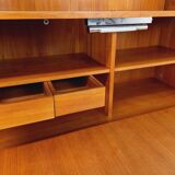 Louis Paolozzi modernist teak bookcase and secretary storage unit