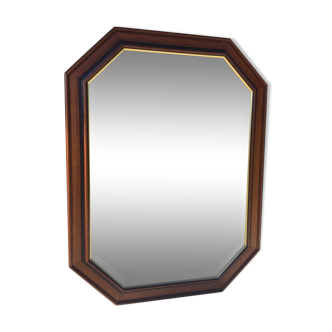 Miroir octogonal cadre en bois foncé 82x62cm