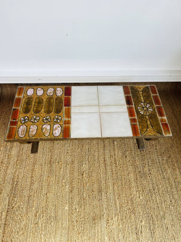 Table basse Roche Bobois , Designer Gregoireff , Pierre de lave émaillée