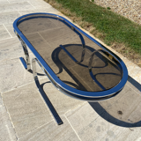 Oval coffee table Italian smoked glass 1970