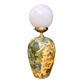 Vintage table lamp with floral decorations and white opaline.