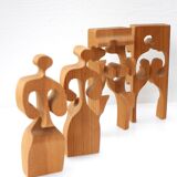 Puzzle in wood sculpture by Gunnar Kanevad for Gamla Linköping, Sweden, 1962.