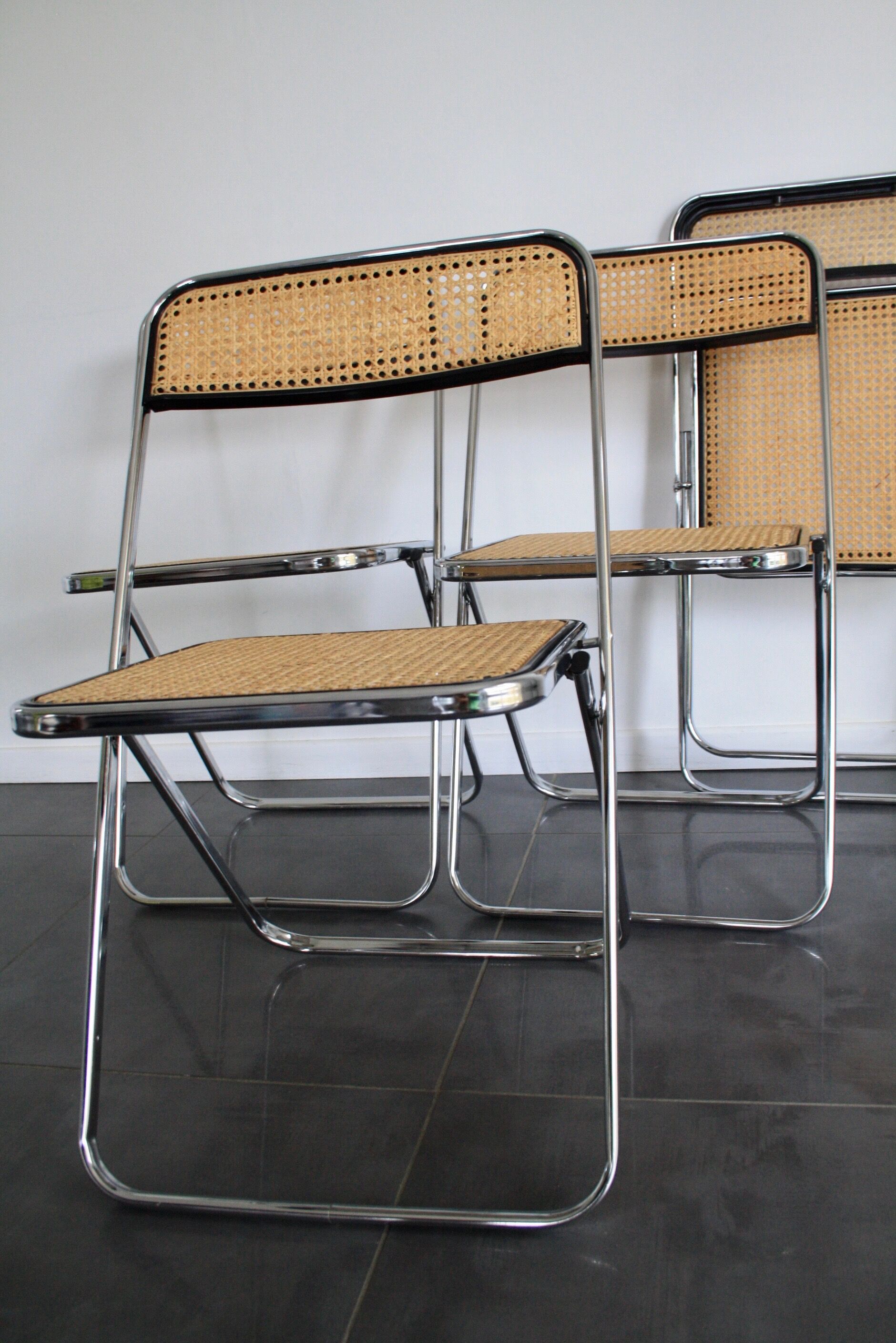 Set of 4 folding cane chairs