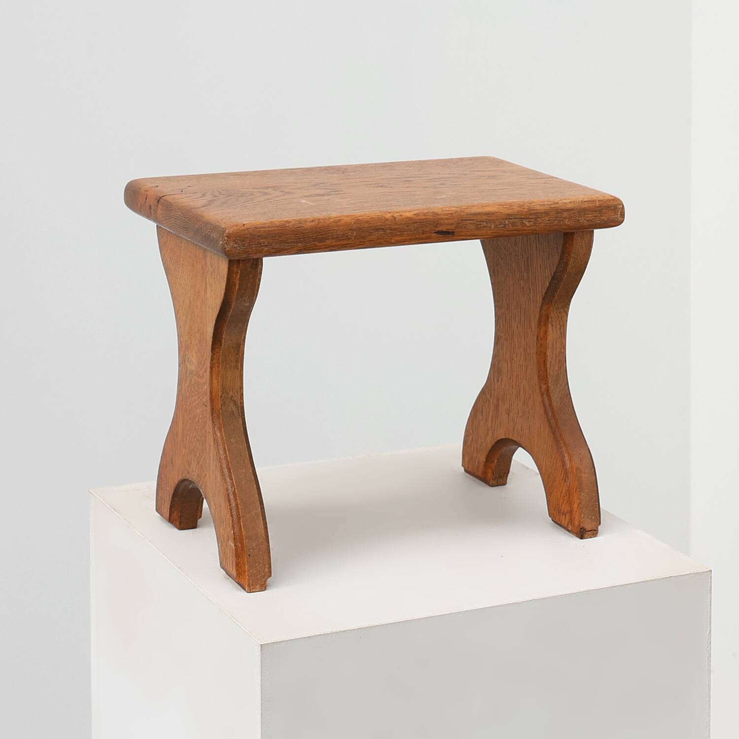 Sculptural hand-carved oak wooden stool, France, ca. 1900