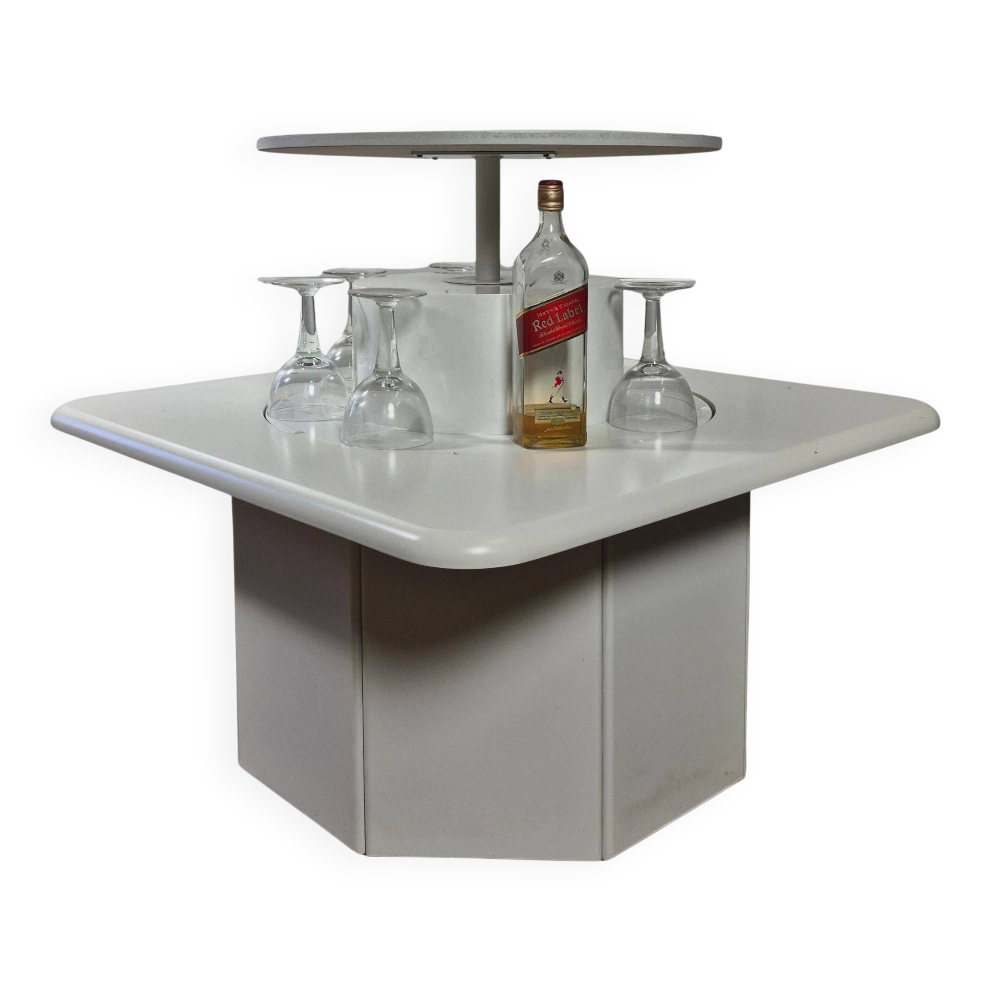 Post modern coffee table with a hidden rotating bar, Germany 1980s