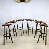 Spanish stool with seat in cowhide