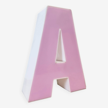 Vintage Pink Illuminated Letter A , 1970s