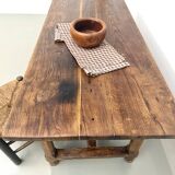 Authentic French farmhouse table from 1890 in solid oak with two drawers.