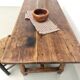 Authentic French farmhouse table from 1890 in solid oak with two drawers.