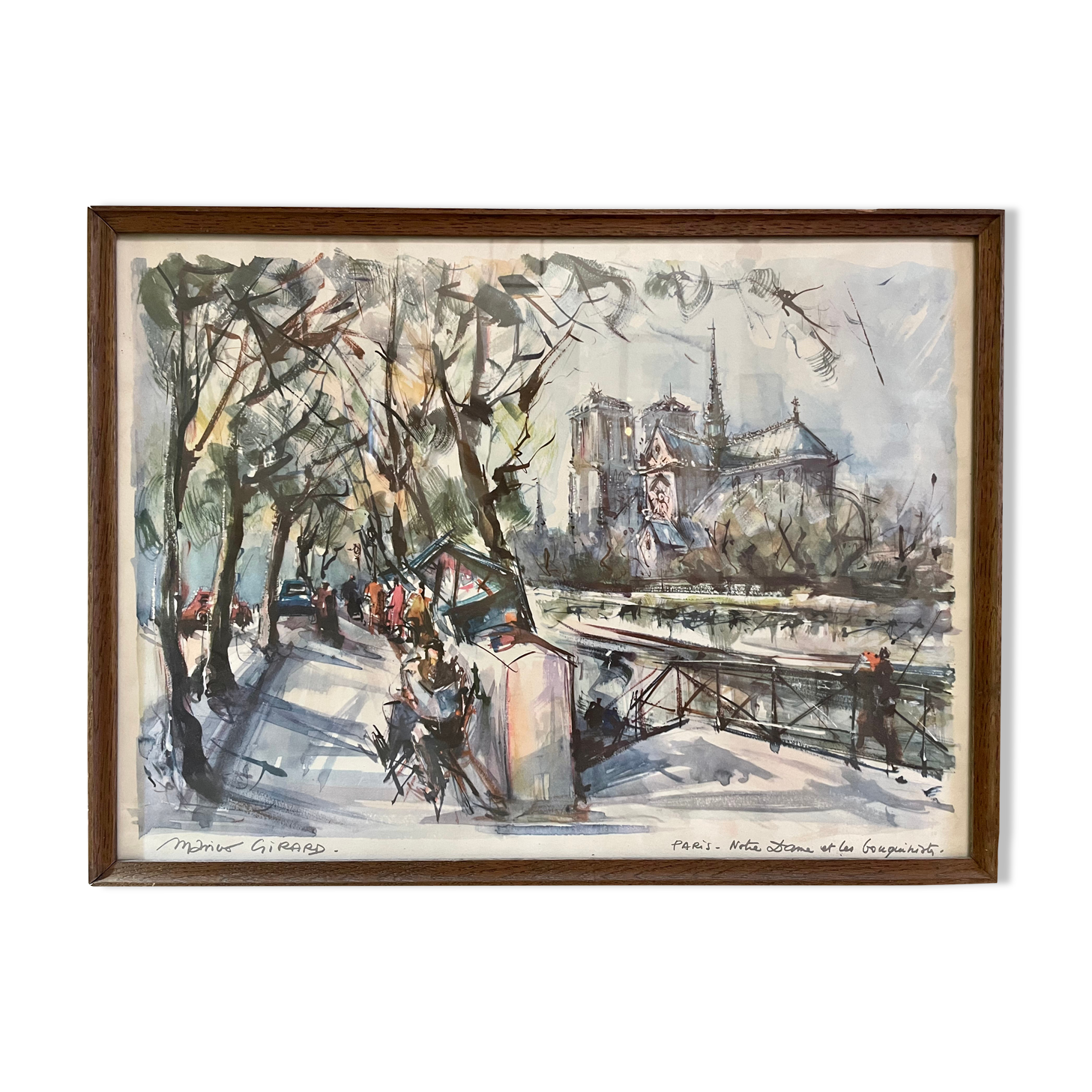 Lithographie ancienne Marius Girard Notre-Dame