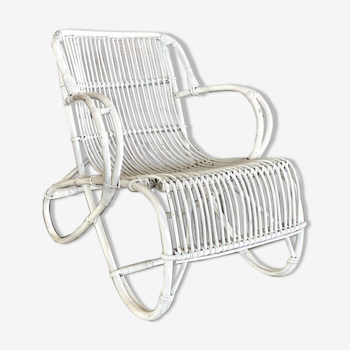 Fauteuil en rotin blanc