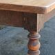 Farm table, turned wooden legs