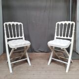 Pair of upholstered folding chairs
