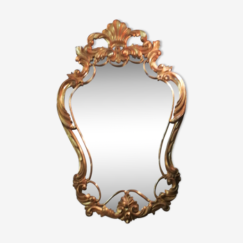 Miroir style Louis XV en bois doré - 113x69cm