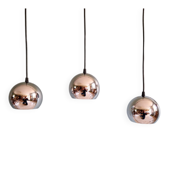 Chrome metal Eyeball suspension trio, Space Age design, 1970.