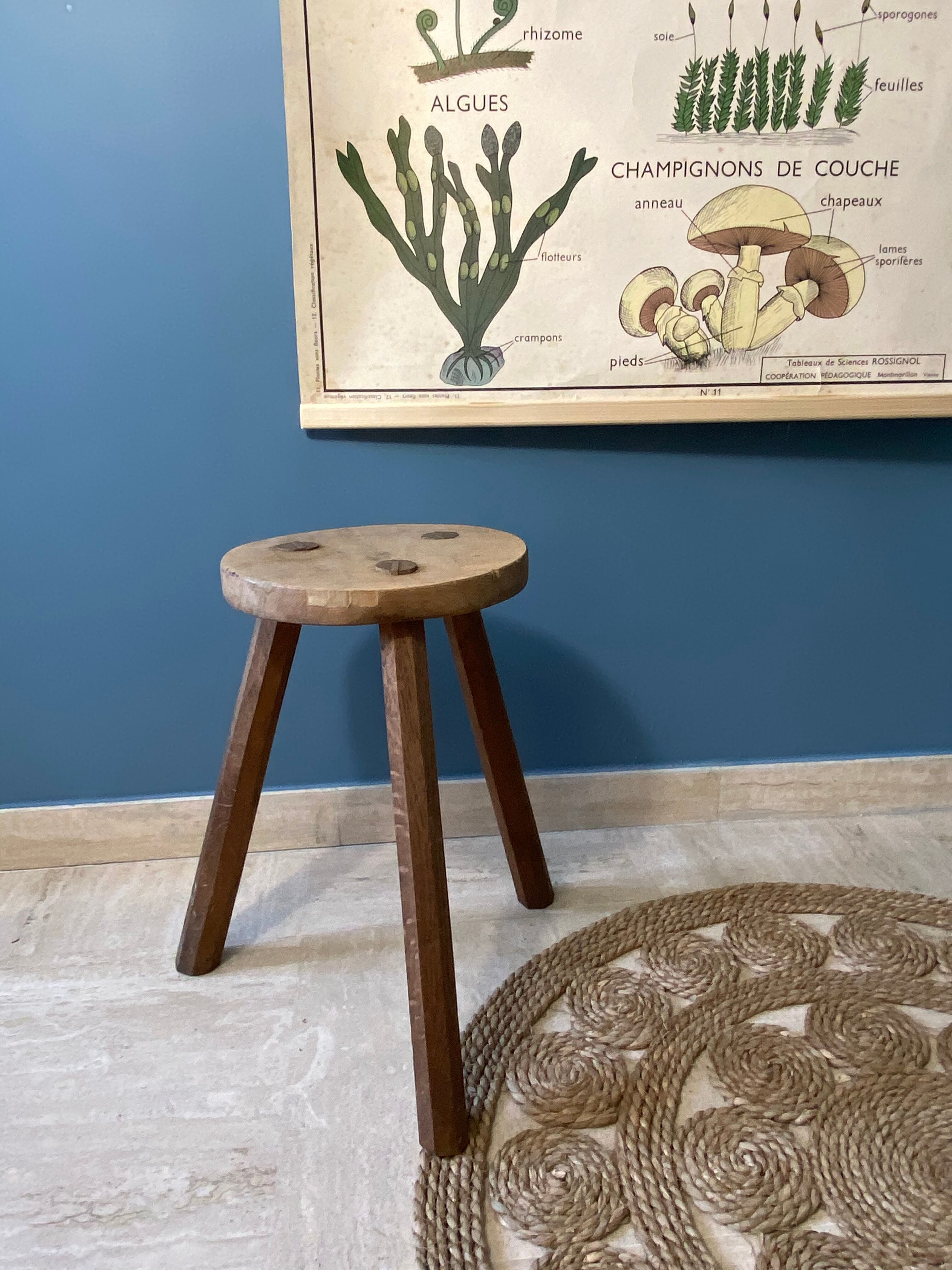 Brutalist tripod farm stool 1950