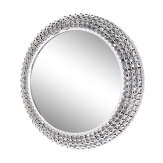 Miroir rond lumineux à strass