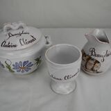 Beaujolais pottery lot a.clément tastevins glasses