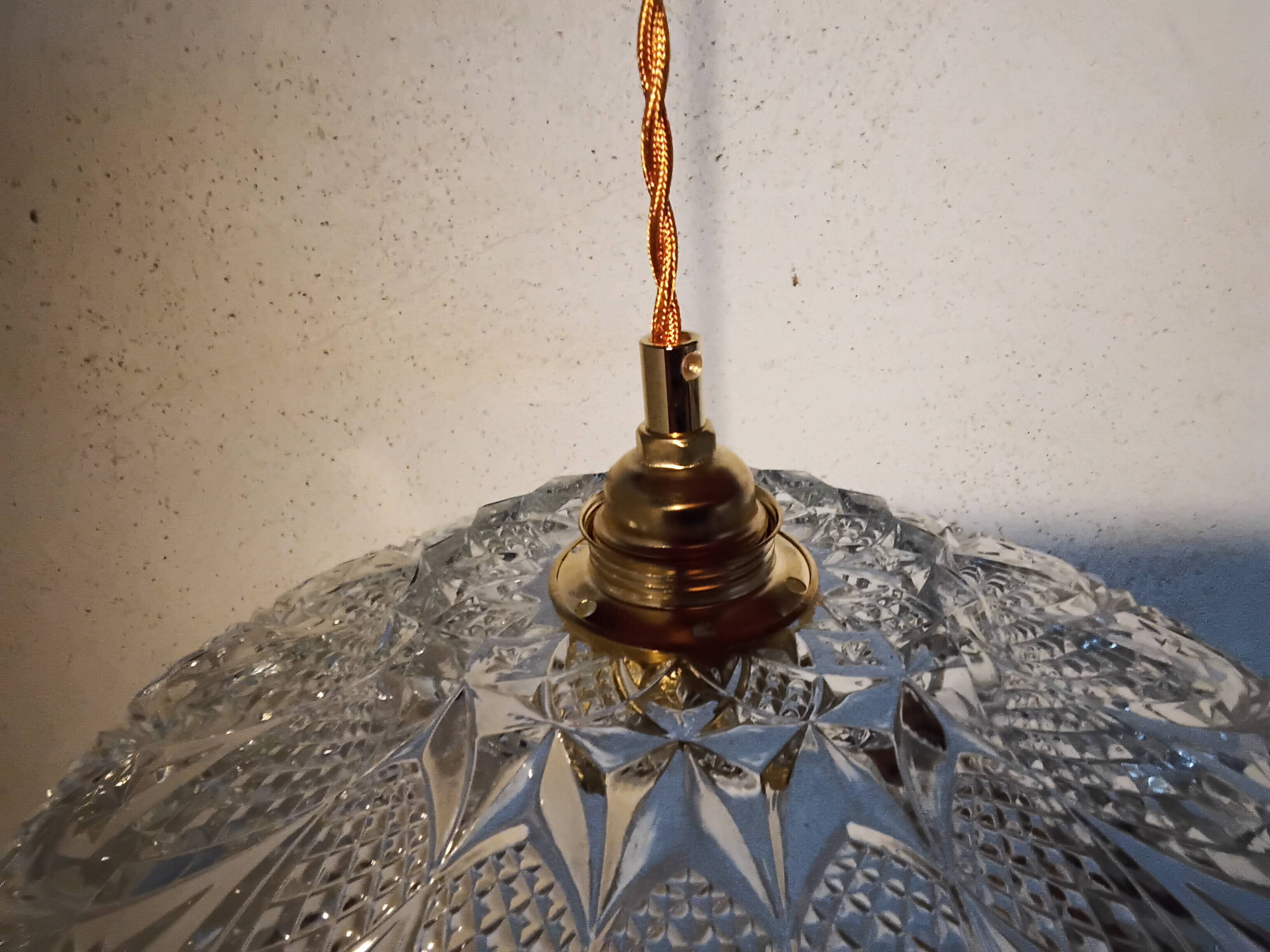 Vintage chiseled glass pendant light