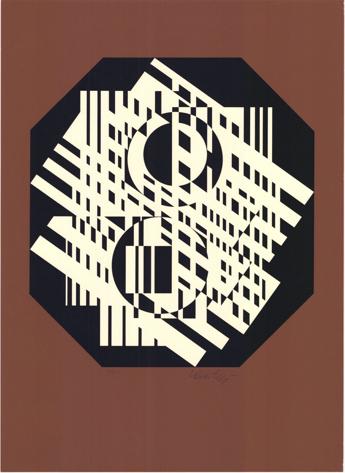 Victor vasarely, g-linn, 1951. original silkscreen print signed and numbered