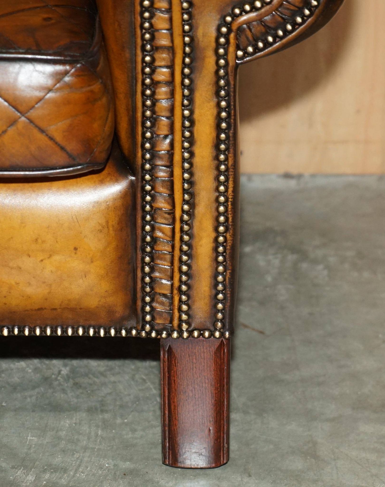 Mustang Leather Art Deco Style Sofa Fully Restored