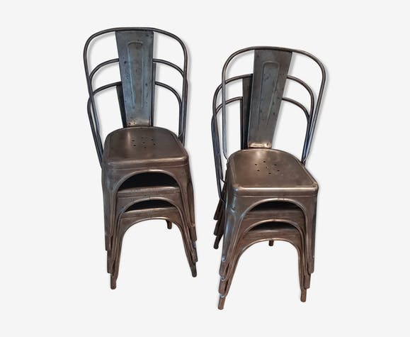 Lot of 6 old Tolix chairs 1950