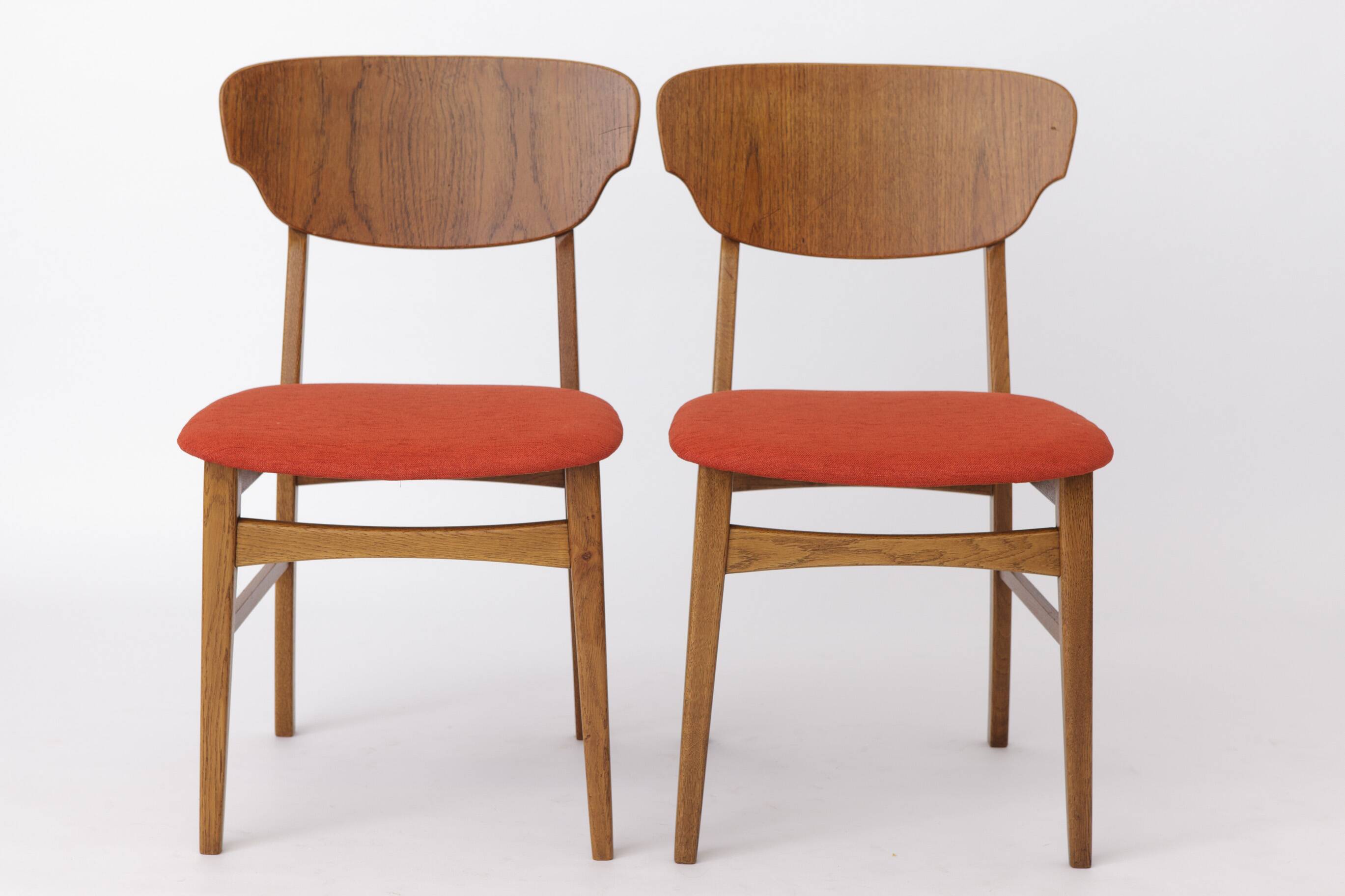 2 of 6 Vintage Dining Chairs 1960s - Teak and Oak, Danish Design