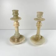 Pair of alabaster candlesticks, 20th century