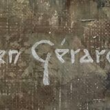 Haystack painting rustic scene by Julien Gerardot Oil on canvas