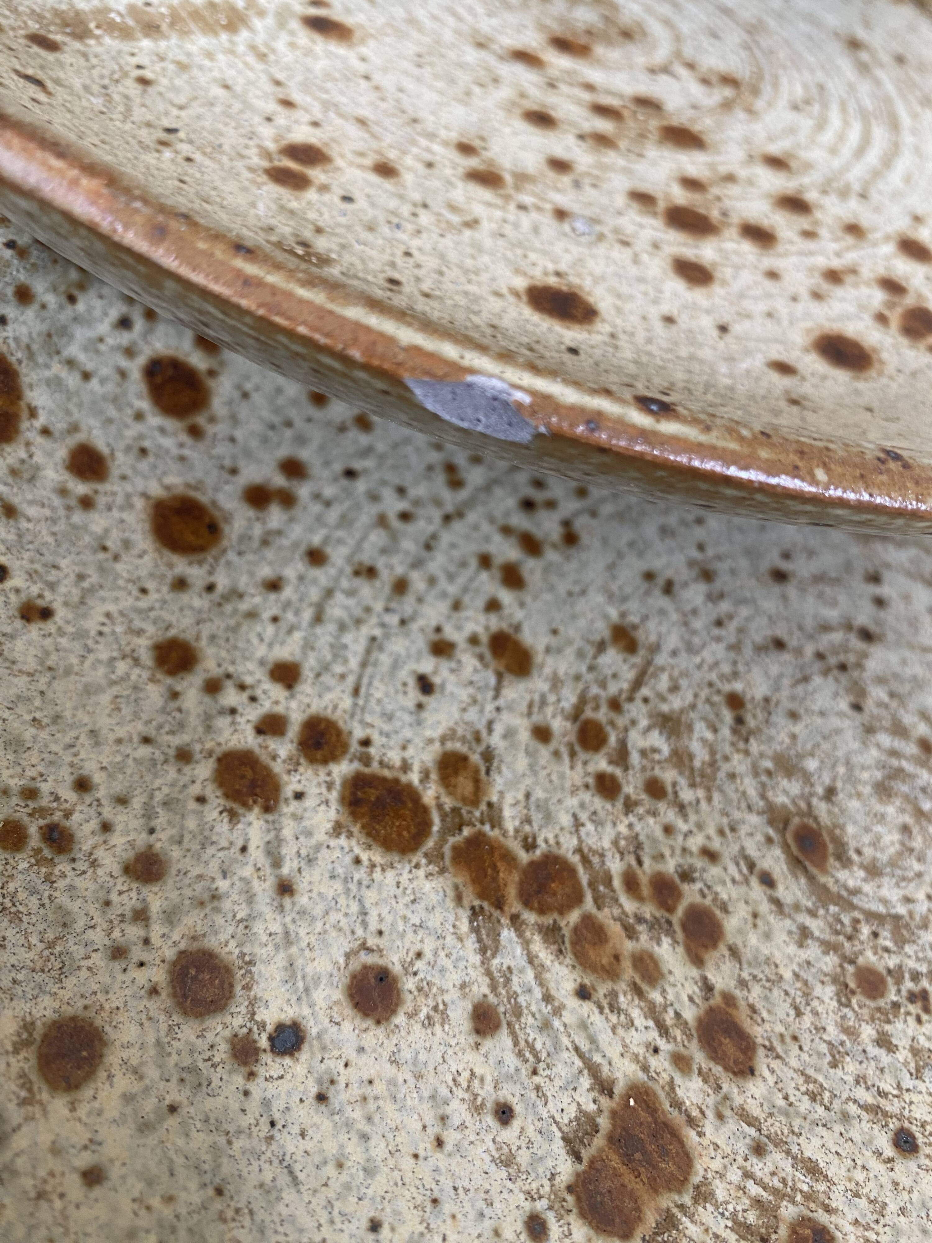 Set of 8 handcrafted pyrite stoneware plates – 1970s/80s