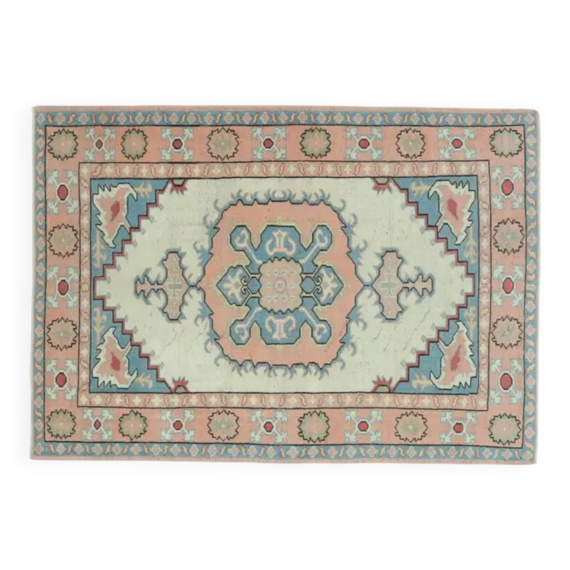 1970s Vintage Turkish Oushak Handmade Wool Cotton Orange Area Rug 160x227