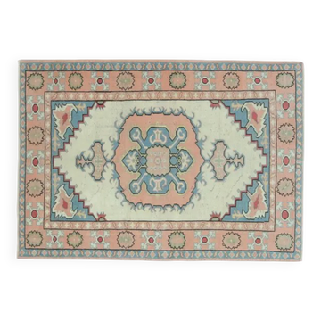 1970s Vintage Turkish Oushak Handmade Wool Cotton Orange Area Rug 160x227