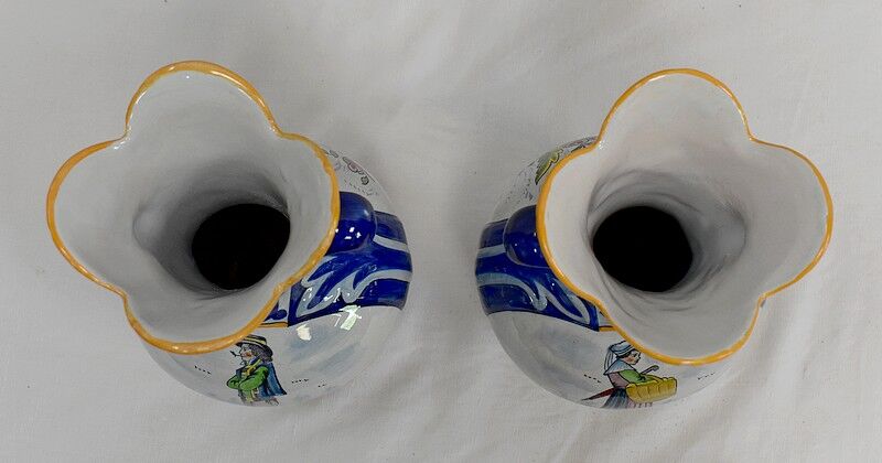 Pair of vases in quimper earthenware - late nineteenth